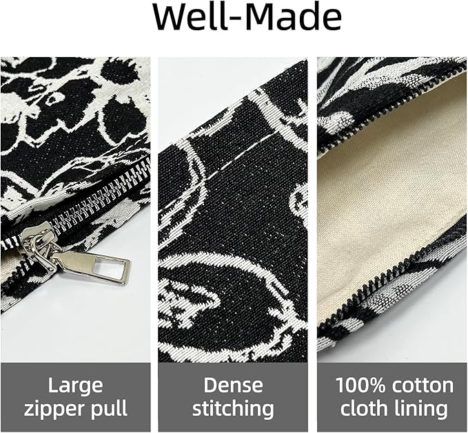 Zebra Print Makeup Bag for Women,Travel Make up Bag with Zipper Lining, Canvas Makeup Pouch for Purse, Cosmetic Pouch for Toiletry, Cosmetic, Sunscreen, Hygiene, Skincare, SPF, Medicine, Sunblock