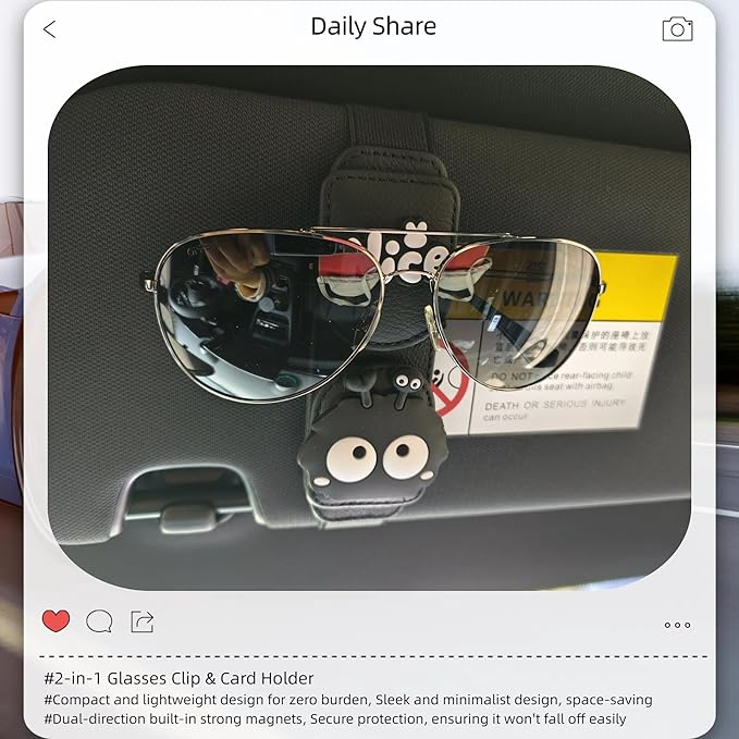 Car Sunglasses Holder Eyeglass Clip with Sun Visor Storage for Cards Magnetic Eyewear Clamp Car Decor
