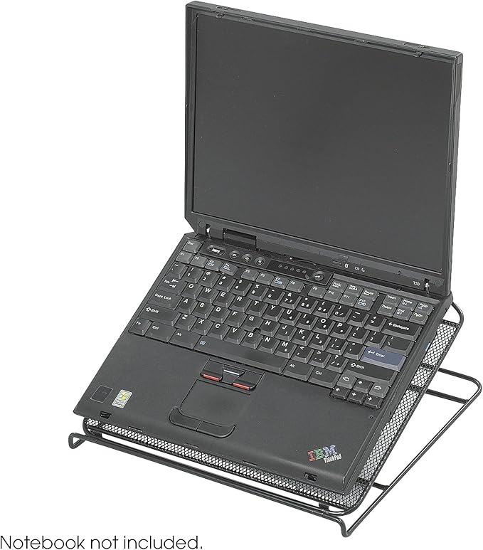 Safco 2161BL Onyx Mesh Adjustable Ventilated Tabletop Laptop Stand, Ergonomic Lift Stand' Black