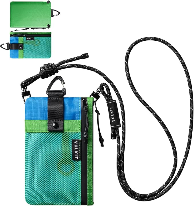 VULKIT RFID Blocking Travel Wallet for Men Women, Water Resistant Passport & Phone Holder with Detachable Lanyard and Key Ring, Lightweight Zipper Travel Wallet