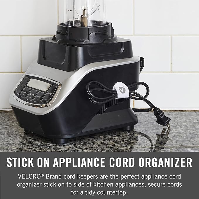 VELCRO Brand Cable Clips | 30 Pack Nylon Cord Keeper with Adhesive | Removable Cord Holder for Desk, Wall or Nightstand Cable Management | Black and White