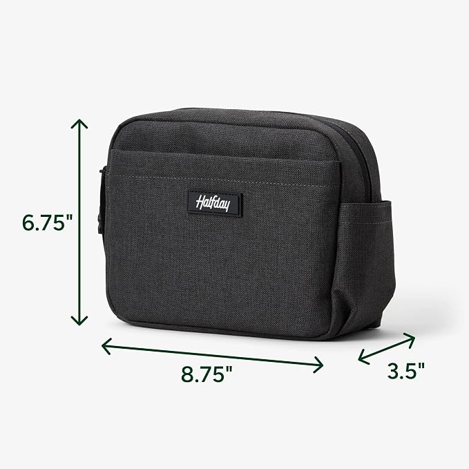 Halfday Sidecar Toiletry Bag: Travel Organizer for Men & Women with Waterproof Pouch, Mesh Pockets, Toothbrush Holder, Hanging Loop (Lightweight, Durable, Water-Resistant), Shadow