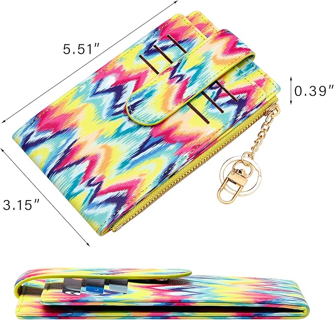 Badiya Slim Women Wallet RFID Blocking Bifold Compact 9 Card Slots Holder Wallets Soft Leather with Zipper Coin Pocket 2 ID Window