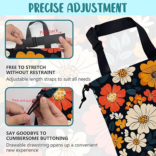 Car Garbage Bag Abstract Floral and Green Leaves Hanging Canvas Car Trash Bag Drawstring Car Back Seat Organizer for Car Back Front Seat Console with Adjustable Buckle