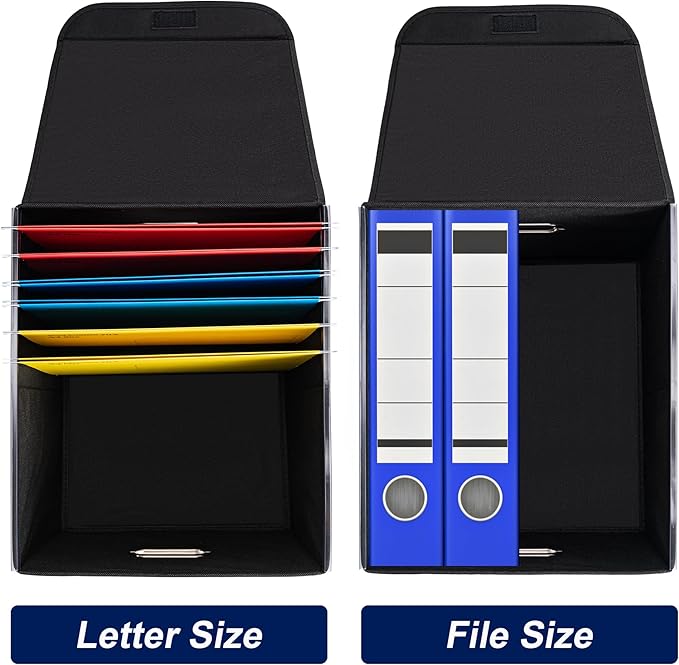 File Organizer Box with Lid, Large Hanging File Folder Organizer with Plastic Slide, Collapsible Portable Filing Storage Boxes for Office/Decor/Home (Light Purple, 14.9 x 12.59 x 10.8 inch, 2-Pack)