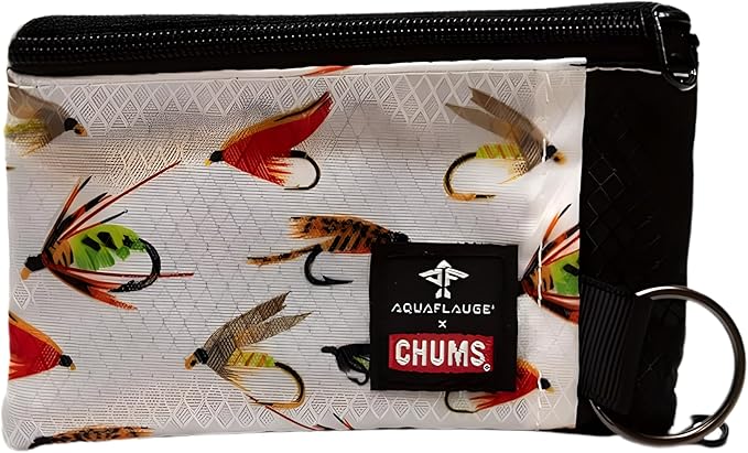 Chums Surfshorts Wallet - Lightweight Slim Wallet with RFID Blocking Card & Clear ID Window - Zippered, Water Resistant w/Key Ring