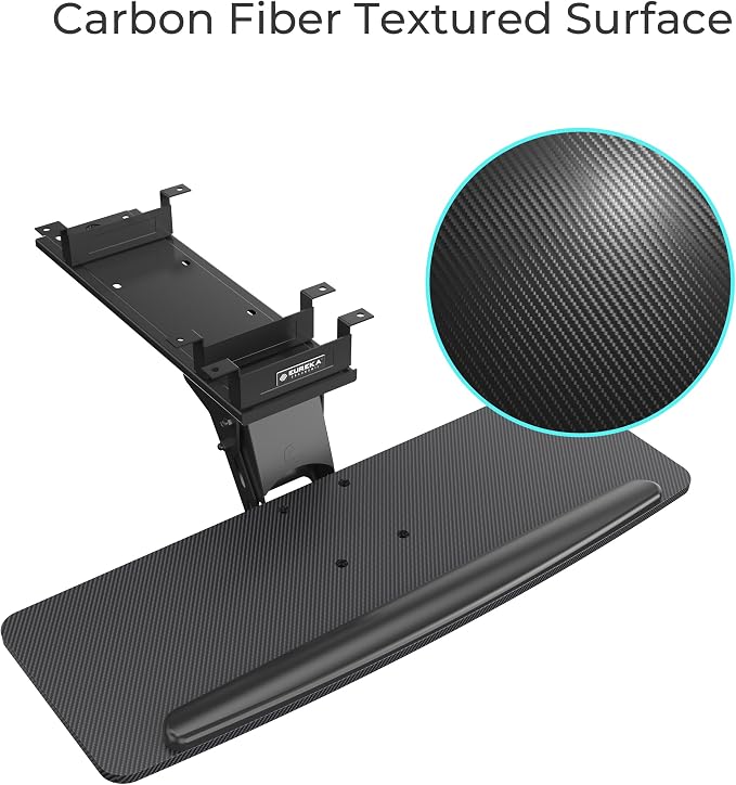 EUREKA ERGONOMIC Height Adjustable Mouse & Keyboard Tray Under Desk, 28x10'' Large Slide Out Swivel Tilt Computer Keyboard Drawer with Pad for Gaming Home Office, Dual Mount