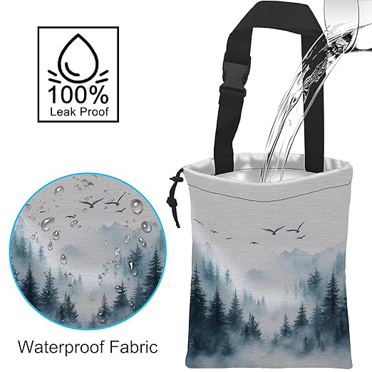 Car Trash Bag Hanging Misty Forest and Birds Car Trash Can Waterproof Garbage Bag Hanging for Car Back Seat