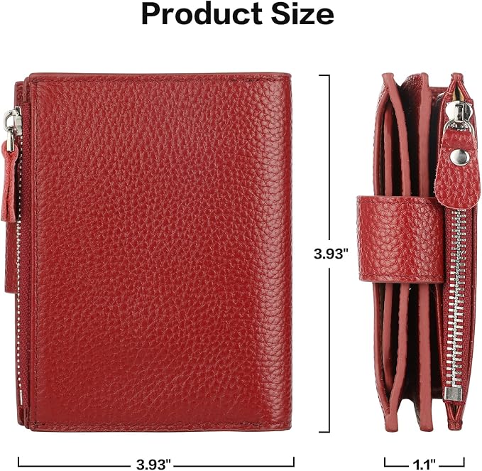 Lavemi Small Compact Women Wallet RFID Blocking Genuine Leather Bifold Purse with ID Windows