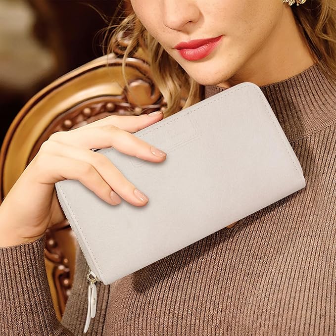 FT FUNTOR Wristlet Wallets for Women, Ladies PU Vegan Leather Clutch Wallet Zip around Phone Purse Card Holder Organizer