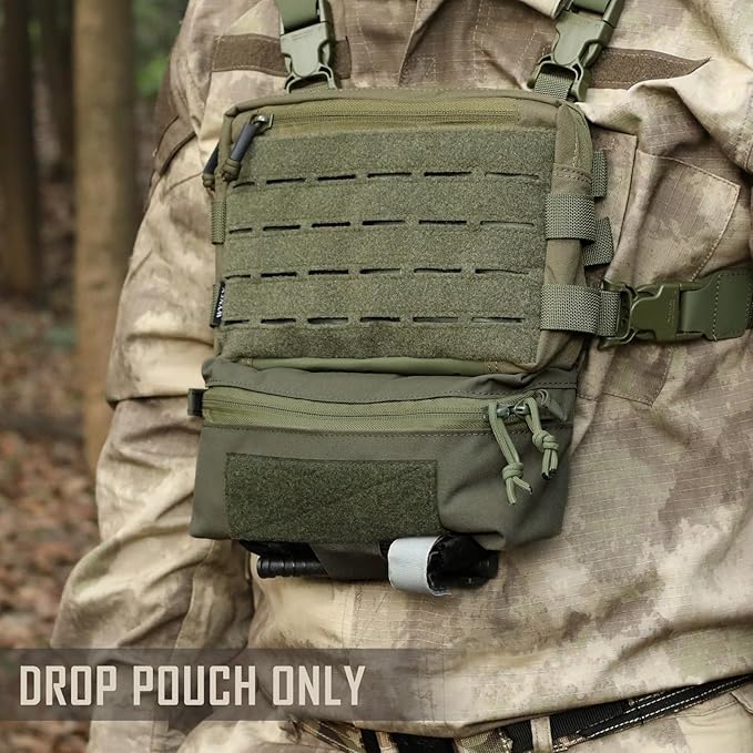 WYNEX Tactical Dump Drop Pouch, Dangler Pouch Utility Tool Pack Sub Abdominal Carrying Bag EDC Pocket Organizer Accessories for Plate Carrier Chest Rig
