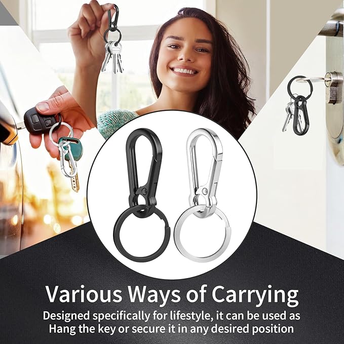 4Pcs Key Organizer Key Chain, Metal Carabiner Keychain for Car Keys, Durable Keyring Holder Keychain Clip for Men Women