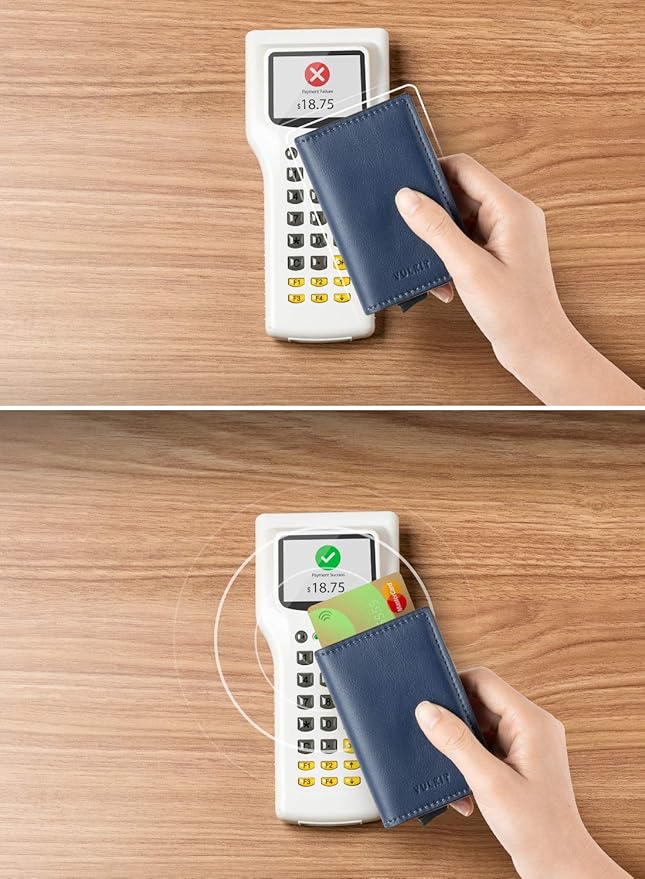 VULKIT Credit Card Holder RFID Blocking Leather Automatic Pop Up Wallet Aluminum Pocket Business Card Case