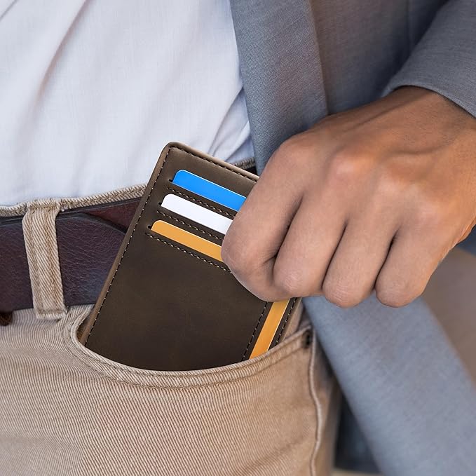 Chelmon Slim Wallet for Men, Minimalist Front Pocket RFID Blocking Credit Card Holder