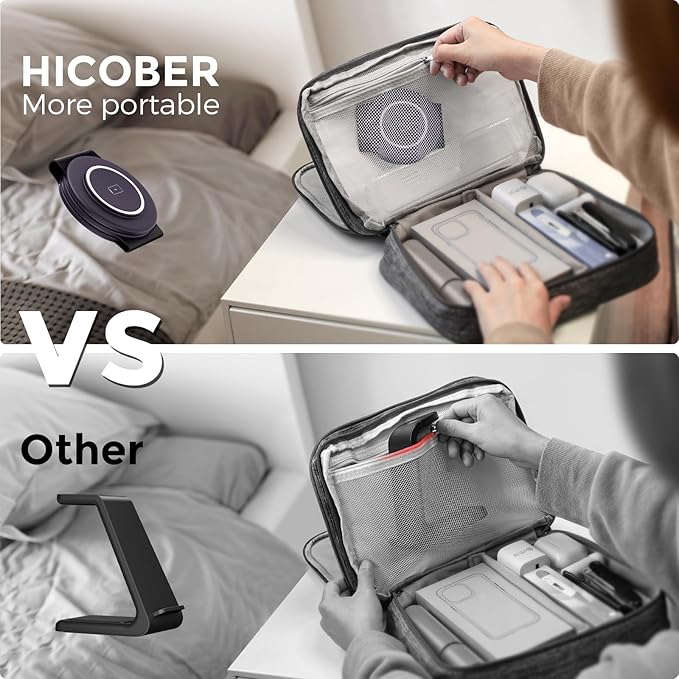 Hicober 3 in 1 Charging Station for Apple Multiple Devices, Foldable Travel Wireless Charger 18W for iPhone Air 17 16 15 14 13 Pro Max Plus &Apple Watch Series/Airpods Purple