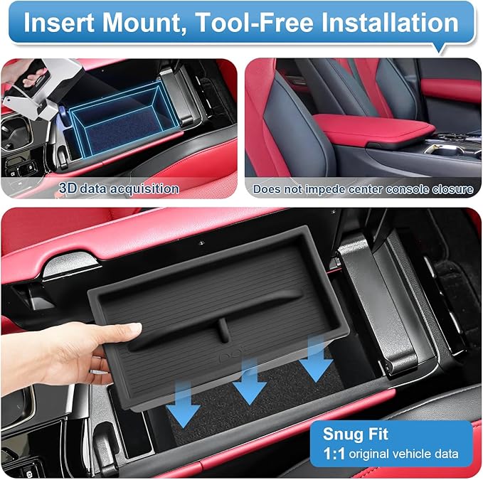 Double-Layer 2022-2026 NX 250/350/350h/450h+ Center Console Organizer for Lexus NX, Durable Silicone Console Tray Insert 2025 2026 NX250/350/350h/450h+ Accessories
