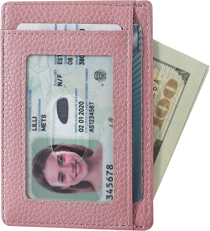Travelambo Front Pocket Minimalist Leather Slim Wallet RFID Blocking Medium Size