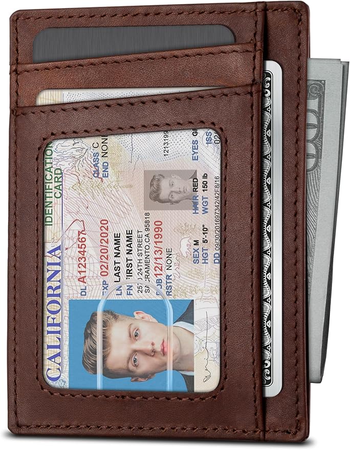 SERMAN BRANDS RFID Blocking Slim Minimalist Mens Front Pocket Wallet. Thin Card Holder. Full Grain Leather Wallets for Men