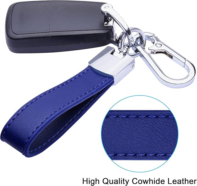 Wisdompro Genuine Leather Car Keychain, Universal Heavy Duty Key Fob Keychain Leather Key Chain Holder for Men and Women