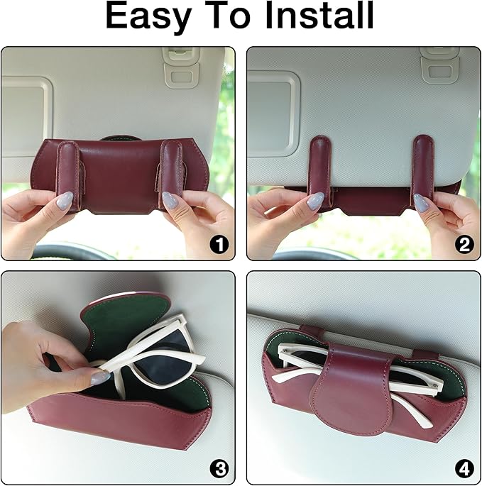 KINIVA Sunglass Clip & Holder, Magnetic Glasses Case for Car Organizer