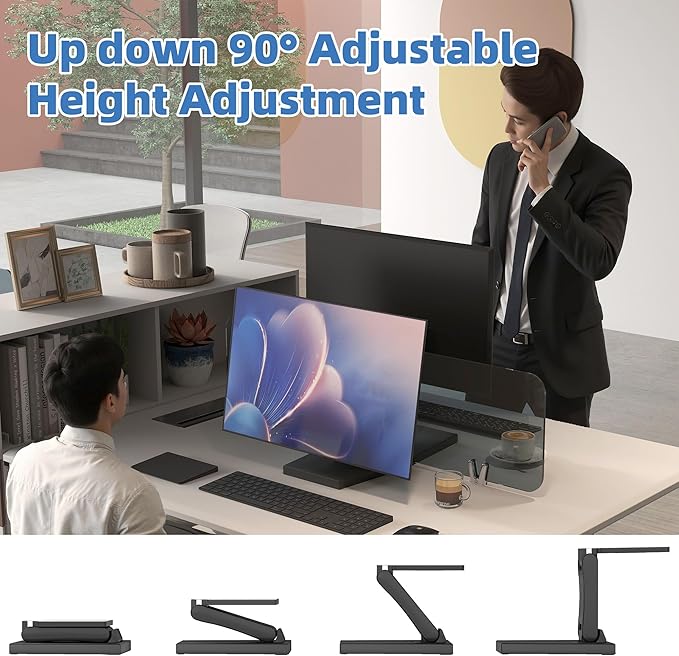 Adjustable Metal Folding Monitor Bracket for Touch Screen Desk Mount with VESA Hole 75x75mm&100x100mm All in Single PC Stand (Black)