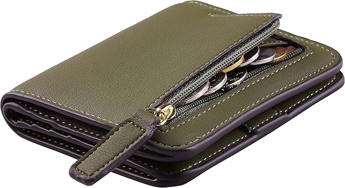 Toughergun Women’s Small Slim Leather Wallet with RFID Protection, Compact Bifold Mini Purse with Clear ID Window