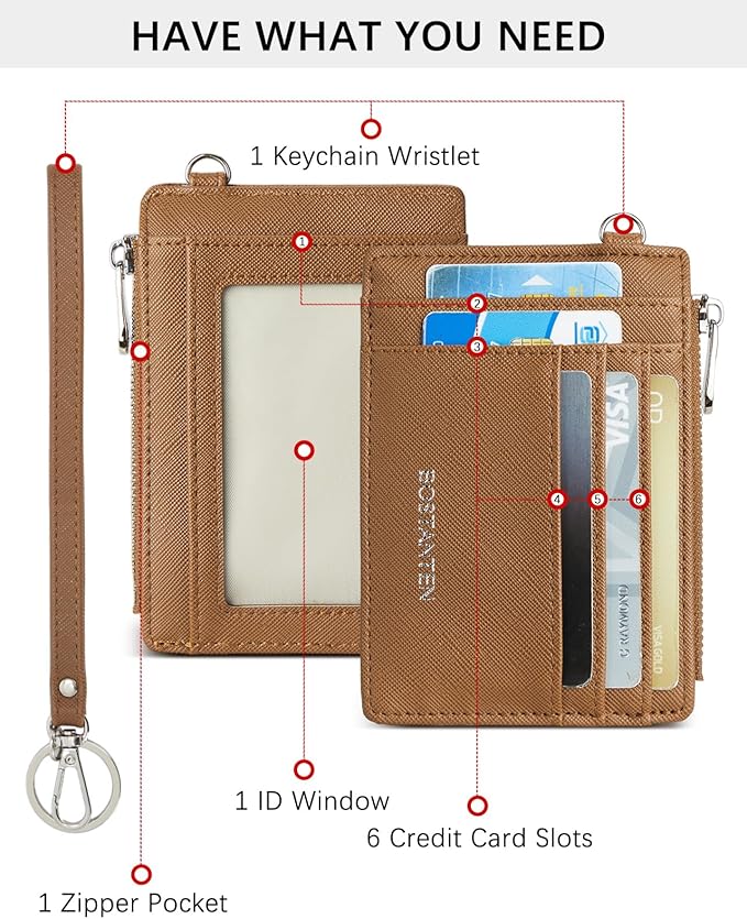 BOSTANTEN Small Wallet For Women RFID Leather Credit Card Holder Slim Wristlet Keychain Wallet With Zipper Pocket