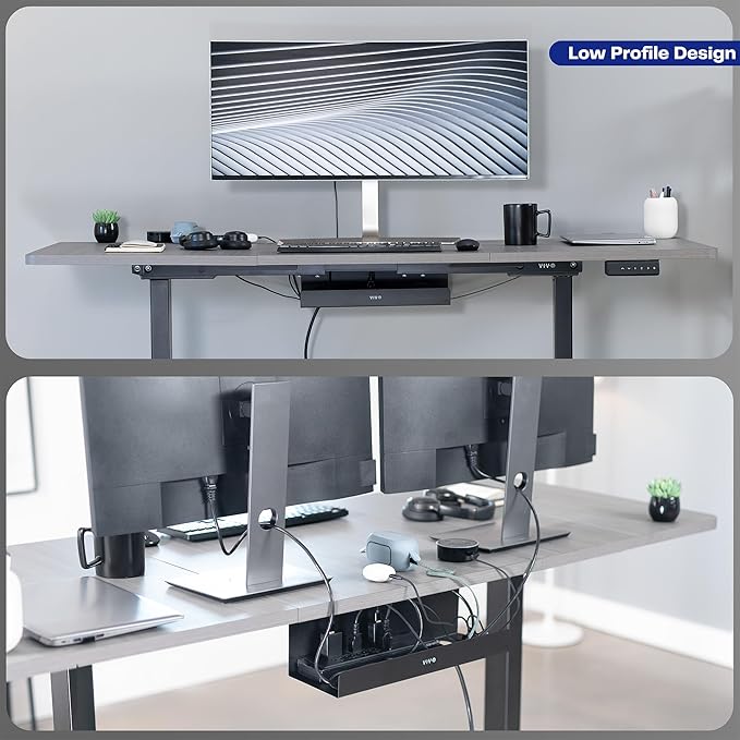 VIVO Under Desk 17 inch Extra Deep Cable Management Tray, Power Strip Holder, Cord Organizer, Wire Tamer for Office and Home, Black, DESK-AC16-1C