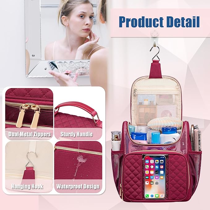 Otevan Large Toiletry Bag for Women Men,Portable Shower Caddy For College Dorms,Gym Shower Bag for Women, Quick Dry Hanging Toiletry Bag Bathroom Accessories Bag for Traveling, Camping Essentials