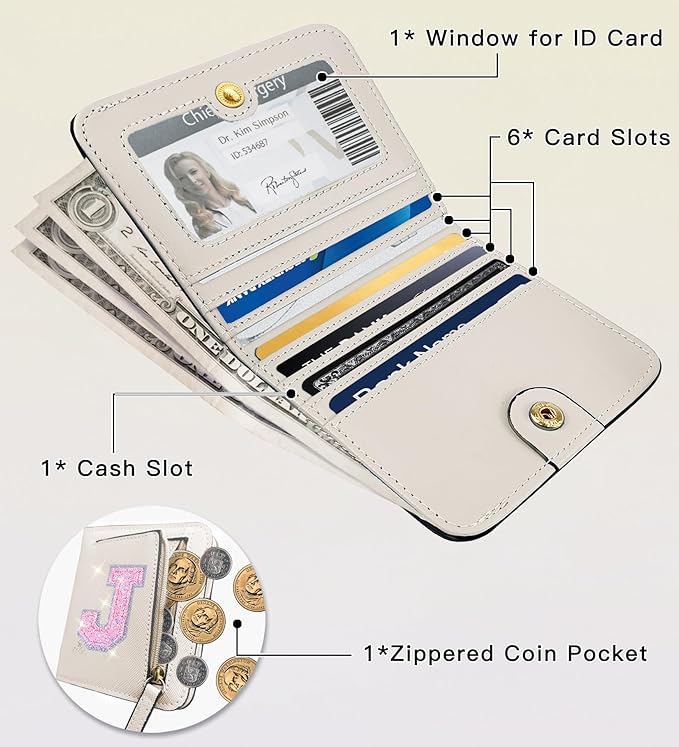 COSHAYSOO 9 10 11 12 Year Old Girl Birthday Gift Idea Trendy Cream Wallet Preppy Stuff Girly Things Small Cute Item Initial Christmas Gifts for Daughter Niece from Mom Dad Aunt Uncle Cream J