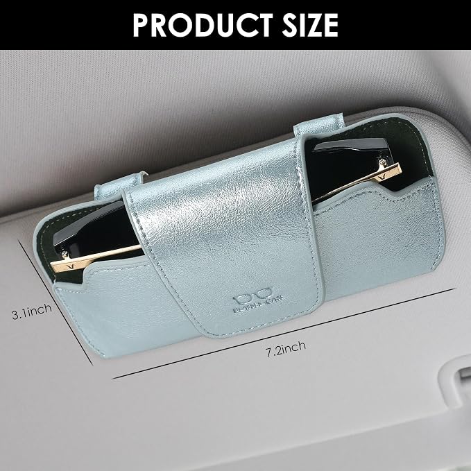 Sunglass Holder for Car Visor, Car Sunglasses Holder Leather, Eyeglasses Holder Glasses Storage Case Visor Accessories