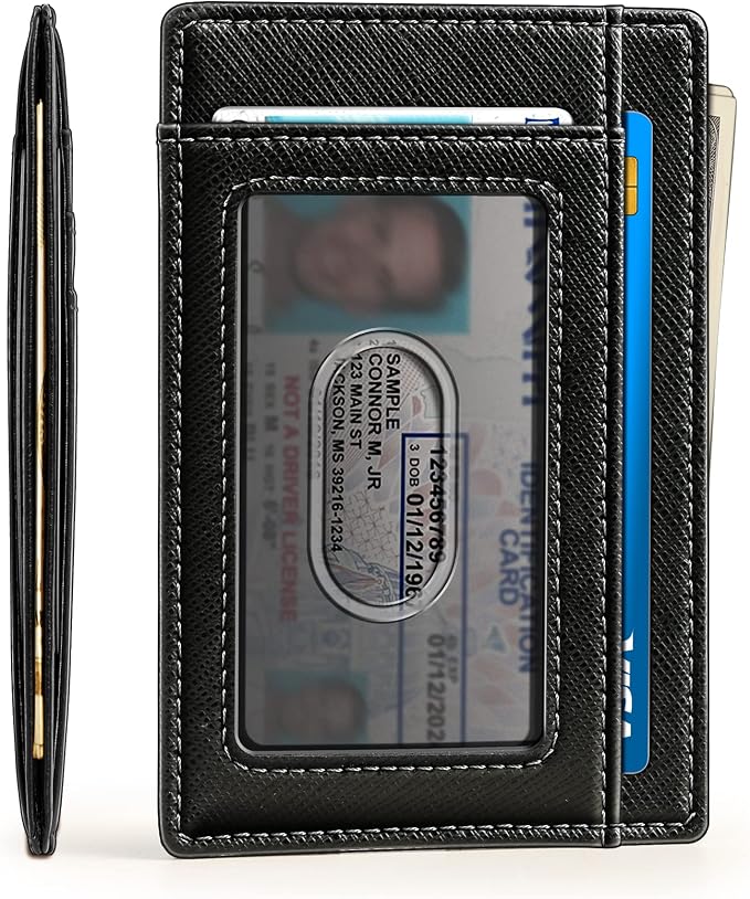 BULLIANT Slim Wallet, Skinny Minimal Thin Front Pocket Wallet Card Holder For Men 7Cards 3.15"x4.5",Gift-Boxed