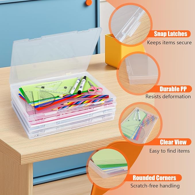 FUIJOL Photo Storage Box 11.5x8.5 Inch, 8 Pcs Portable Board Game Storage Container, A4 Paper Storage Box, Craft and File Organizer for Home/Office (8.5 * 11.5inch-8pcs)