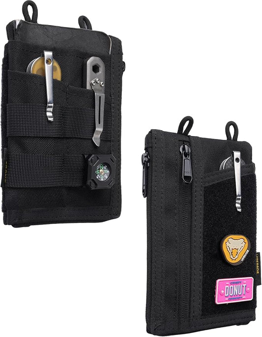 VIPERADE VE38 EDC Pocket Organizer, Slim EDC Wallet with 2 Zipper Pockets, EDC Pouch - 3 EDC Slots with 1 Larger Pocket for Flashlight, Multitool, Pen, Notebook