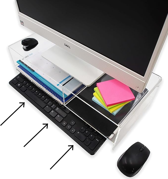 Company 4-Pack Clear 5mm Deluxe Acrylic Monitor Stand for Computers, Monitors, Laptops, Tablets, Office Use, Home Use, Desks, Tabletop, Standing Desk, Counter