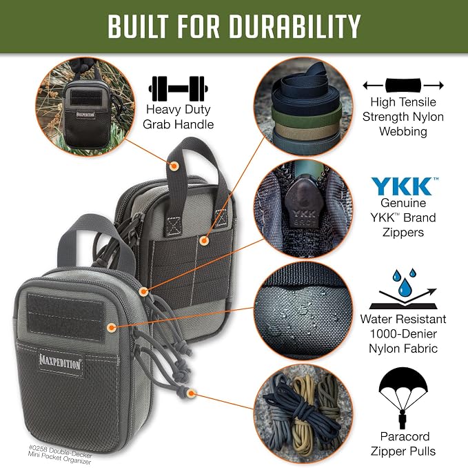 MAXPEDITION Double-Decker Pocket Organizer, Tactical Tool Pouch for Organization, EDC Pouch for Everyday Carry