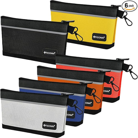 TICONN Tool Pouches with Zipper, 1680D Oxford Small Tool Bags, Waterproof Utility Bag Zipper Pouch for Tool Organizers and Storage (6 Pack Medium)