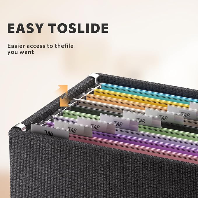 FHSQX File Box with Lid-File Organizer Box Set of 2 Portable Hanging File Box-Decorative Filing Storage Boxes for Office & Home File Cabinet (Black, 14 x 9.3 x 10.9 in (2Pack))