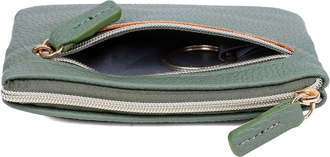 Julia Buxton Vegan Leather Wallet with Zipper, ID Windows, RFID Blocking, Card Slots & Key Ring, Compact Coin & Card Holder Case, Gift Idea, Classic Sage