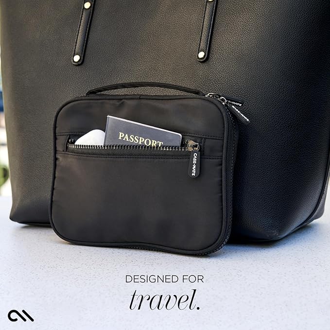 Case-Mate Electronic Organizer Travel Case - Portable Tech Travel Pouch w/Multiple Storage Mesh Pockets for Cable, Cord, Charger, Power Bank, Airpods - Airplane Essentials Bag - Black