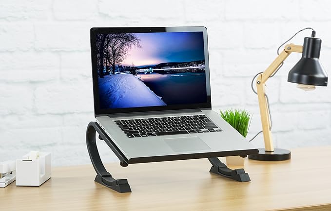 VIVO Black Fully Adjustable Curved Laptop, Notebook and Monitor Riser Stand STAND-V001N