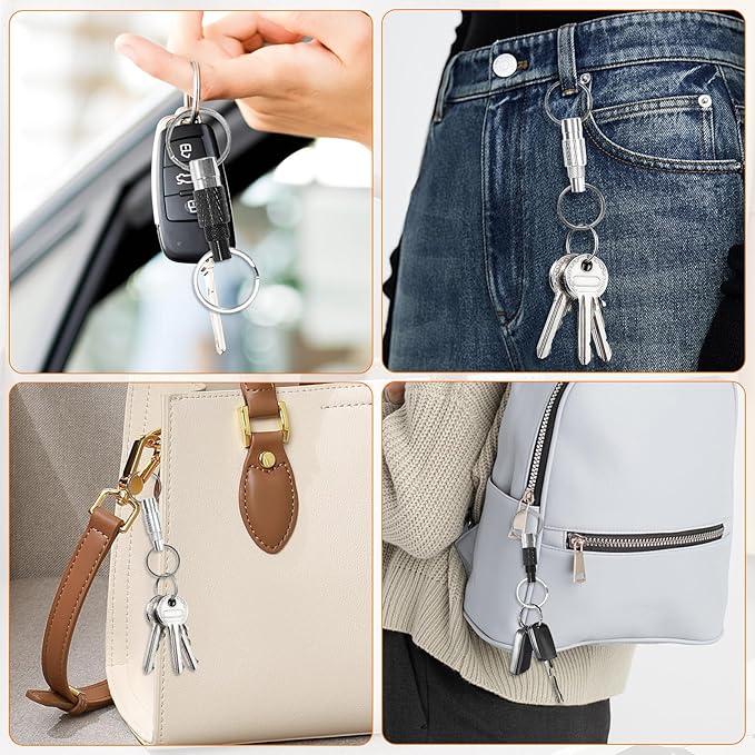 4 Pcs Quick Release Keychain Set – 2 Black & 2 Silver Detachable Pull Apart Key Rings for Keys, Bags, and Heavy Duty Everyday Carry