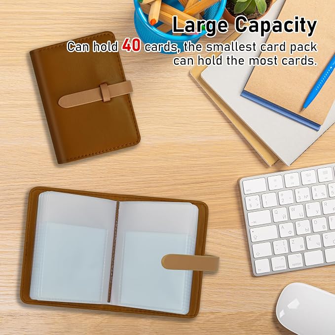 Credit Card Holder with 40 Suitable Slot, ID Card Case PU Leather Wallet for Women Men Business Organiser Pocket (Little Brown)