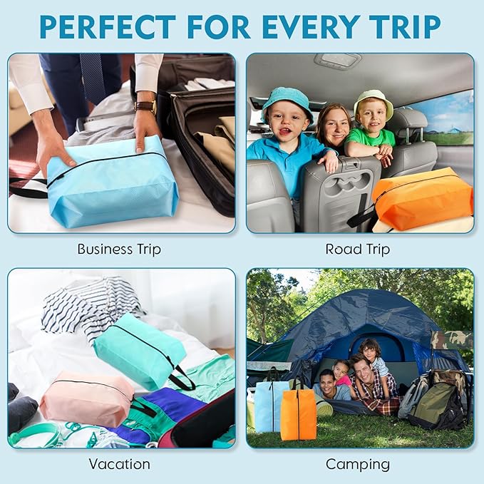 6 Pcs Travel Shoe Bags with Zipper Nylon Portable Waterproof Suitcase Shoe Organizer Packing for Golf(S,Pastel)