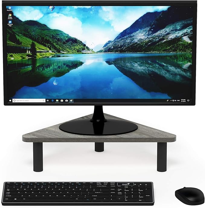 Furinno Turn-N-Tube Corner Monitor Riser Stand, French Oak Grey/Black