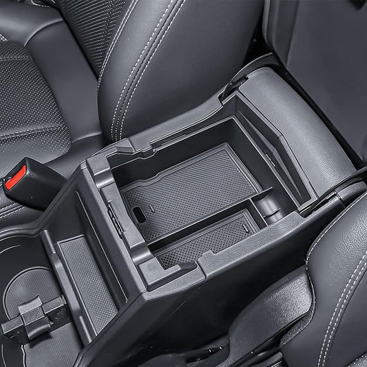 TACORBO Center Console Organizer Compatible with Subaru Forester 2019 2020 2021 2022 2023 2024 Accessories,Armrest Secondary Storage Box ABS Insert Glove Box Tray, Black Trim