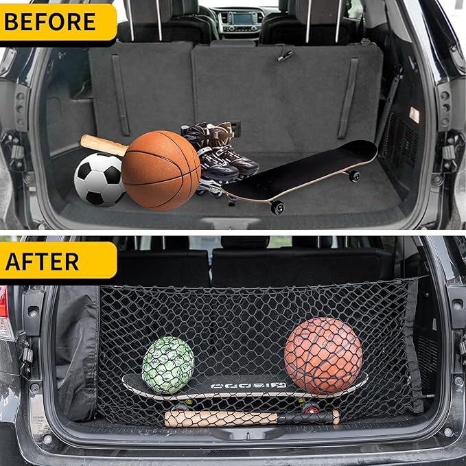 Cargo Net Compatible with 2023-2025 2026 Honda Pilot Truck Bed Cargo Net 3.28'×1.05' Double Layer Envelope Style Dense Mesh Trunk Organizer for 2024 Pilot Exterior Accessories