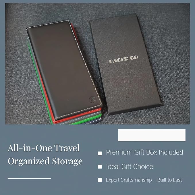 Genuine Leather RFID Blocking Long Passport Holder Passport Cover (Dark Blue)
