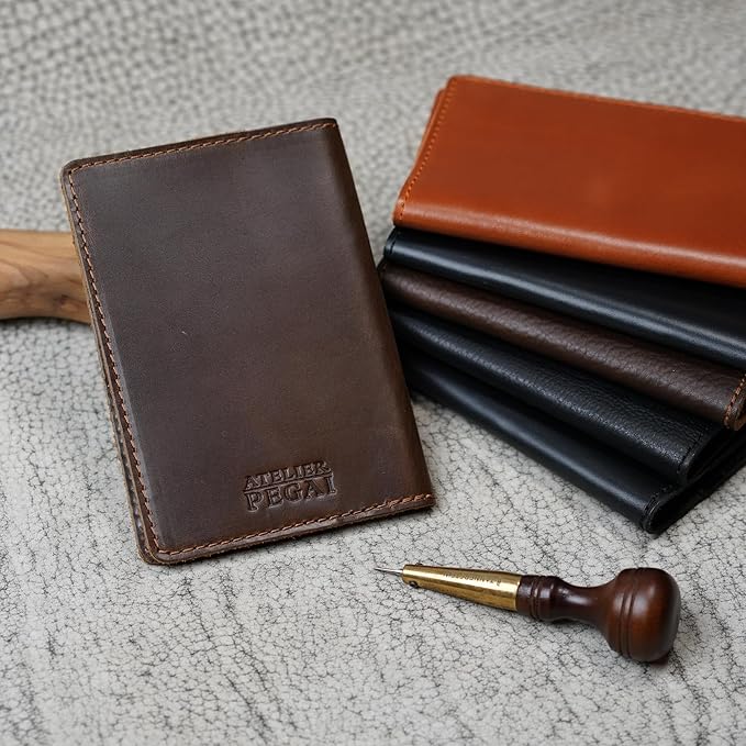 PEGAI Personalized Leather Passport Holder Cover Wallet Travel Essentials | 100% Soft Touch Rustic Travel Wallet Case, International Travel Must Haves | DeKalb (DT Coffee)