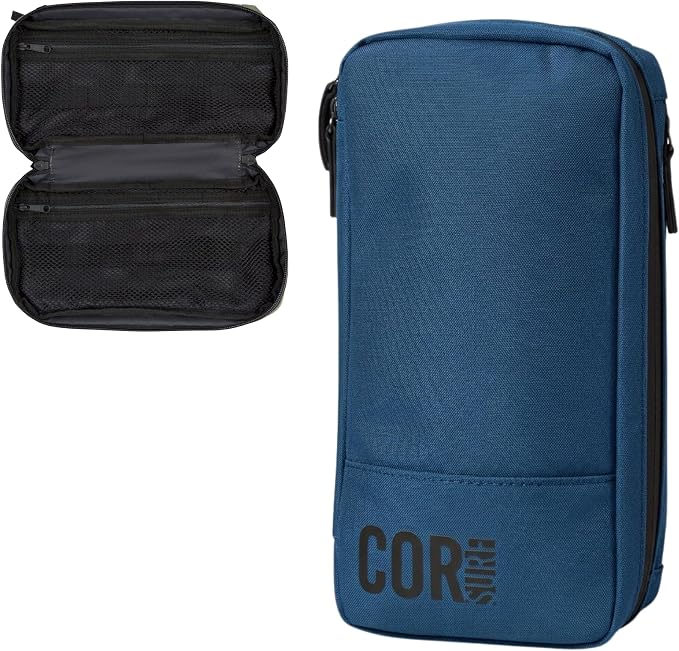 COR Surf Compact Toiletry Travel Bag | Hanging, Premium Mens and Women Dopp Kit for Travel | Waterproof with 4 Separate Compartments and Waterproof Zippers (Dark Blue)